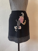 Vintage Missoni Black Knit Floral Embroidered Skirt M - We Thieves