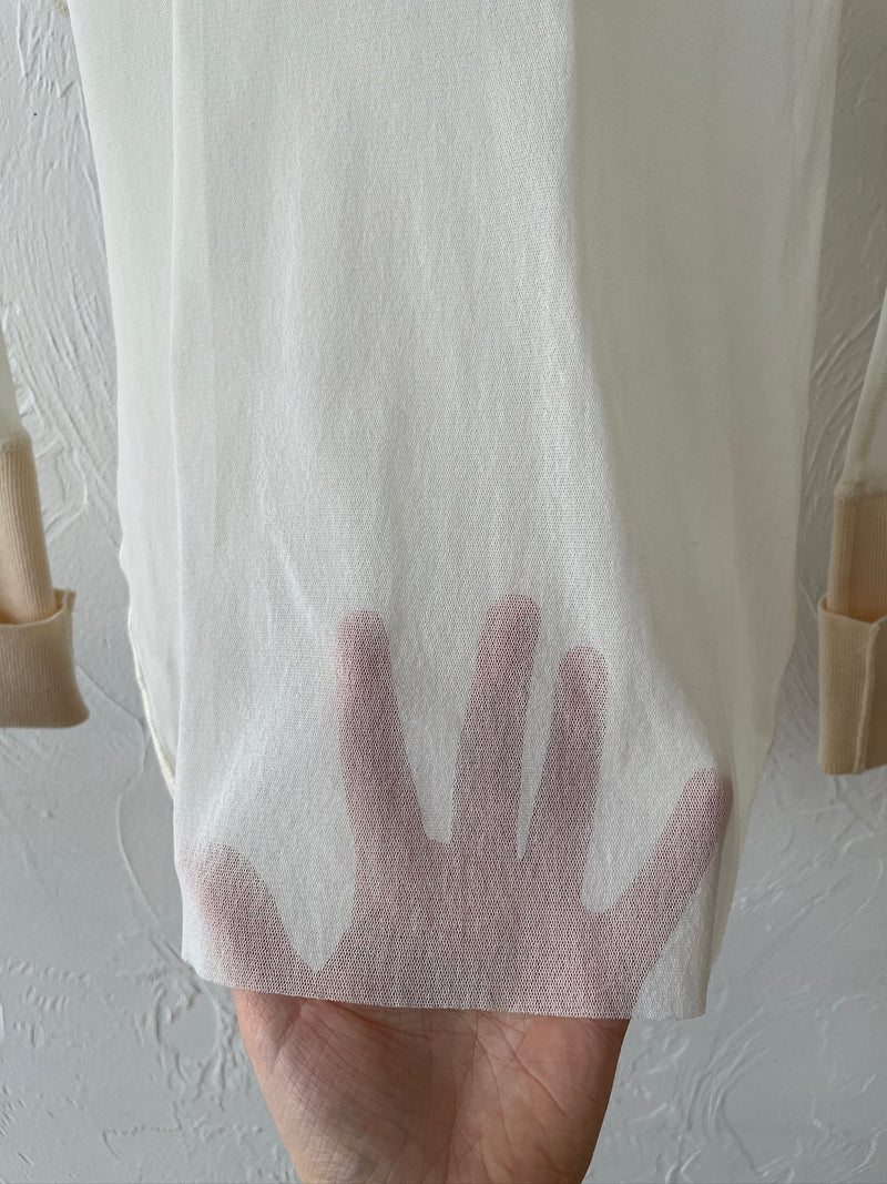 Vintage Jean Paul Gaultier Maille Femme White Mesh Knit Turtleneck L - We Thieves