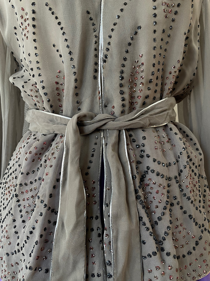 Vintage 1970s Janice Wainwright Grey Viscose Sequin Blouse M - We Thieves