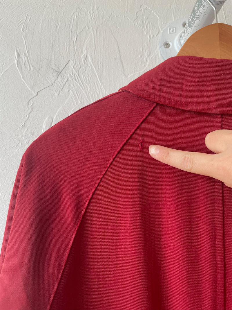 Vintage Burberry Red Wool Gabardine Car Coat/Trenchcoat S AS-IS - We Thieves