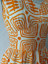 Vintage 70s Empire Waist Orange Print Maxi Dress S - We Thieves