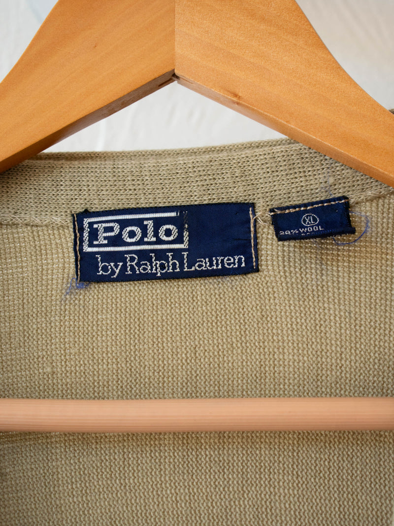 Vintage Polo Ralph Lauren Beige Cardigan with Personalized Embroidery XL - We Thieves