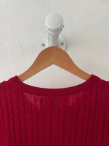 Vintage Pringle of Scotland Red Wool Cableknit Sweater M/L