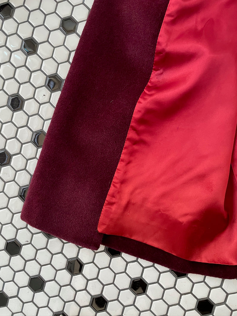 Vintage 50s Lilli Ann Burgundy French Wool Coat L