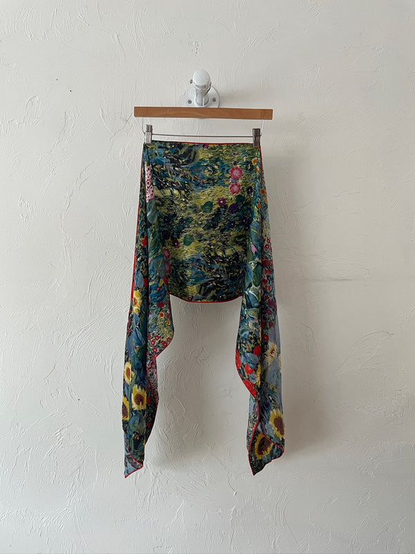 Vintage Italian Artis Vivendi Museum Gustav Klimt Floral Long Silk Scarf - We Thieves