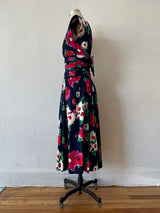 Vintage Patty O'Neil Navy Floral Dress w/ Bow XS - We Thieves