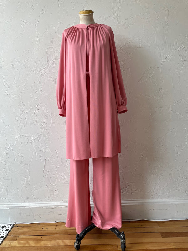 Vintage 1970s Bubblegum Pink Jumpsuit & Duster Coordinate Set S - We Thieves