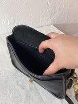 Vintage 1980s Coach Black Leather Dinky Handbag