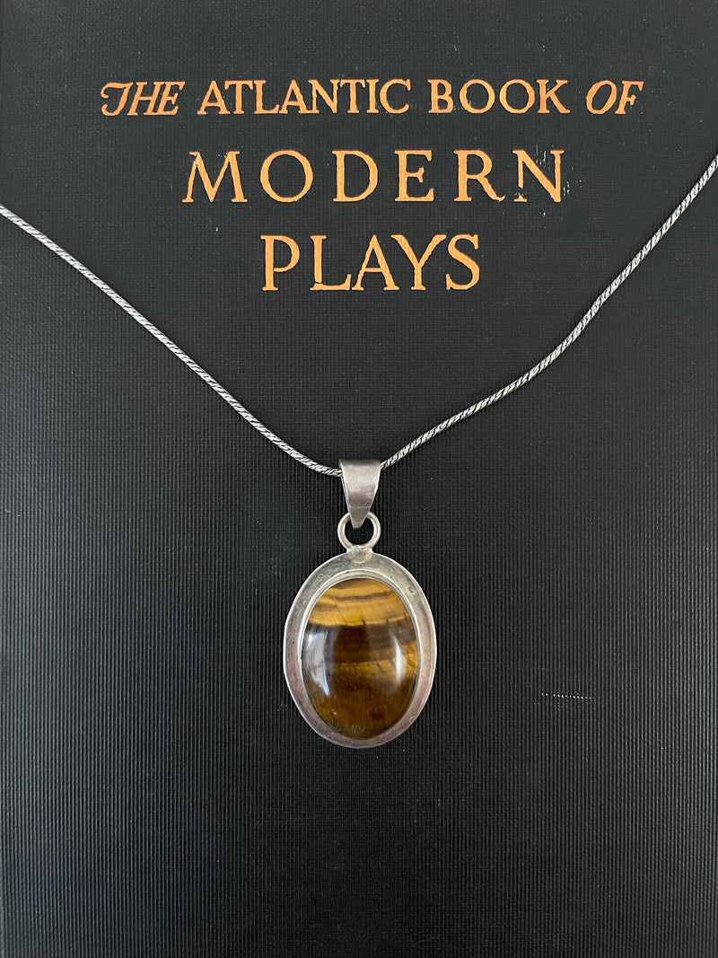 Vintage 925 Mexican Sterling Silver Tiger's Eye Pendant - We Thieves