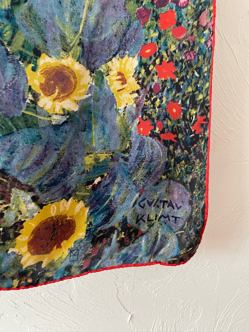 Vintage Italian Artis Vivendi Museum Gustav Klimt Floral Long Silk Scarf - We Thieves