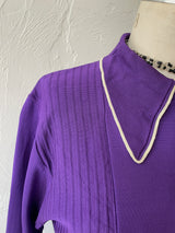 Vintage 1960/70s Purple Rayon Knit Blouse S