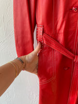 Vintage 1970s Leda Spain Red Leather Trench S - We Thieves