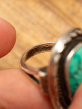 Vintage Antique Navajo Sterling Silver + Oblong Turquoise Ring - We Thieves