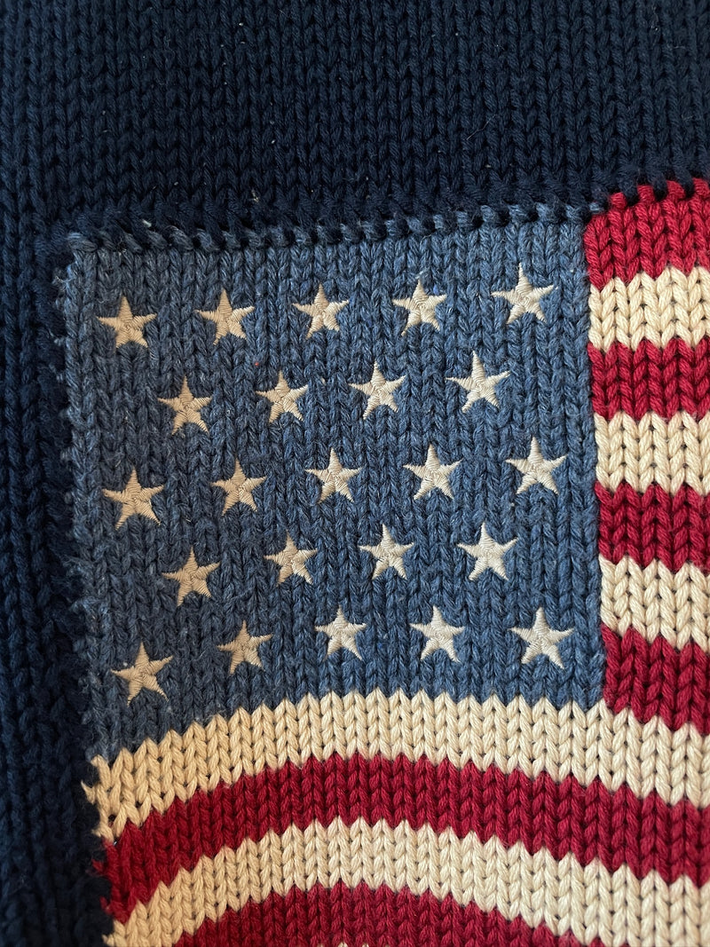 Vintage Polo Ralph Lauren Navy Cotton American Flag Sweater S/M - We Thieves