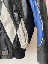 Vintage Polaris Black Leather Racing Jacket with Quilted Lining S