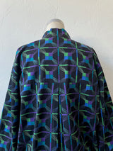 Vintage Marimekko Black & Jewel Tone Print Cotton Dress M/L