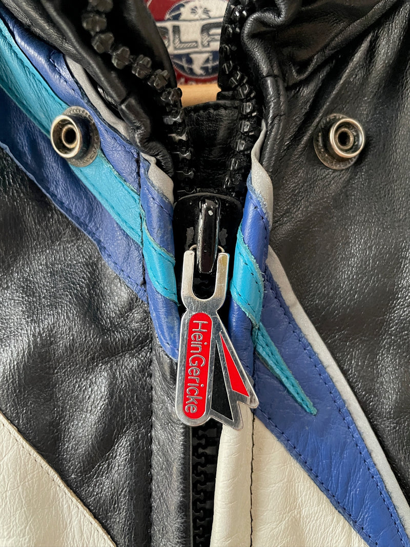 Vintage Polaris Black Leather Racing Jacket with Quilted Lining S