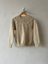 Vintage JG Hook Handknit Cream Wool Fisherman Pullover Sweater S - We Thieves