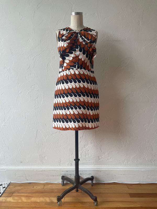 Vintage Marni Brown Black & White Wave Pattern Bow Dress S/M - We Thieves