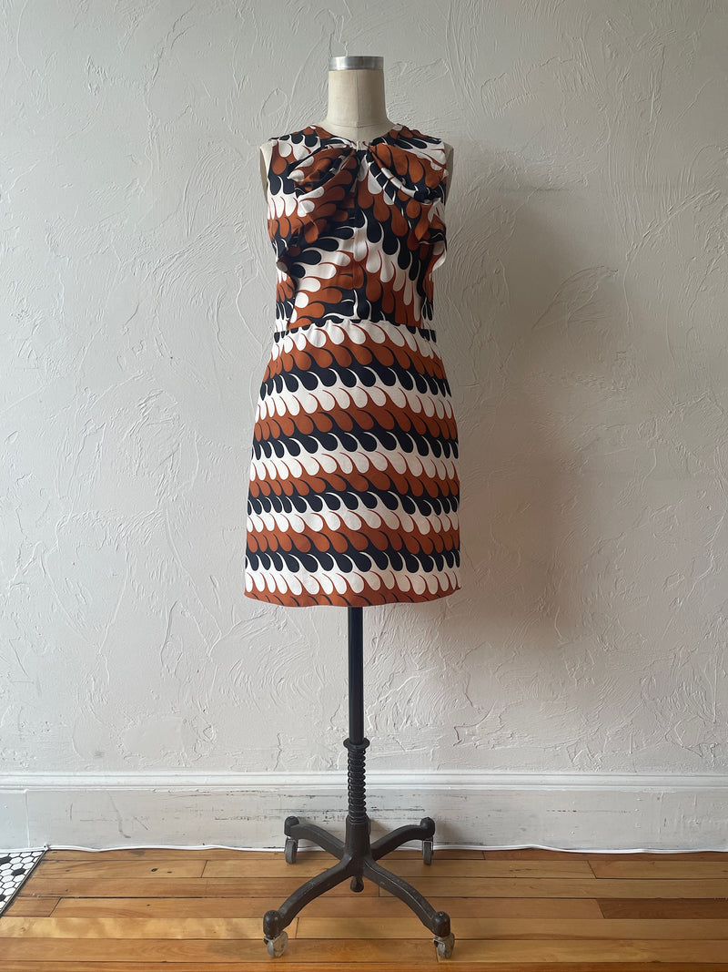 Vintage Marni Brown Black & White Wave Pattern Bow Dress S/M - We Thieves