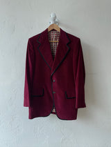 Vintage Reuben's Bespoke Maroon Velvet Blazer M/L