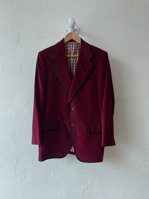 Vintage Reuben's Bespoke Maroon Velvet Blazer M/L