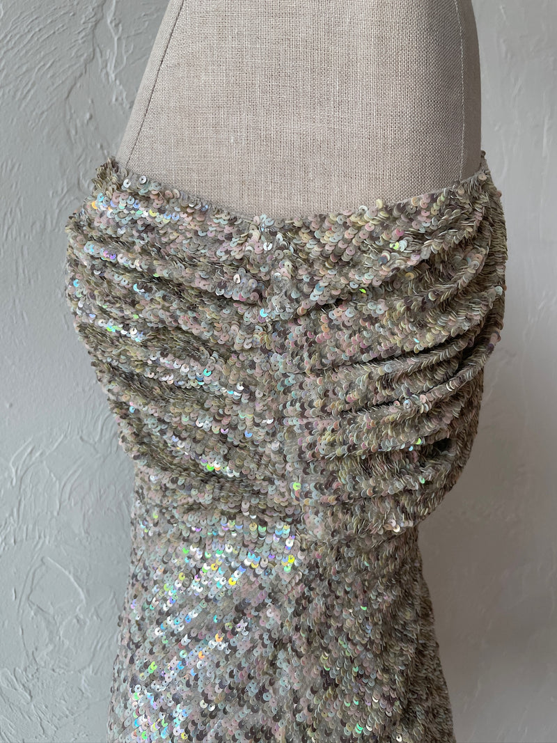 Vintage Y2K All Saints Sequin One-Shoulder Mini Dress XXS