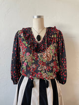 Vintage Diane Freis Roses & Polka Dots Novelty Blouse M - We Thieves