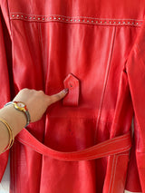 Vintage 1970s Leda Spain Red Leather Trench S - We Thieves