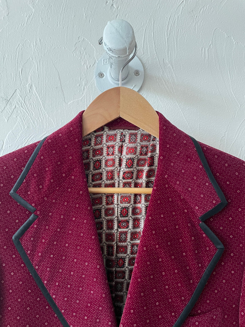 Vintage Reuben's Bespoke Maroon Velvet Blazer M/L