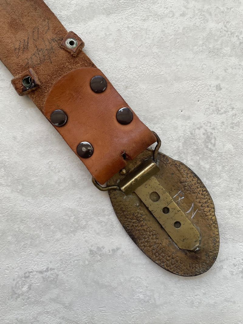 Vintage Tooled Leather Belt with THE WHO Band Brass Buckle M/L - We Thieves
