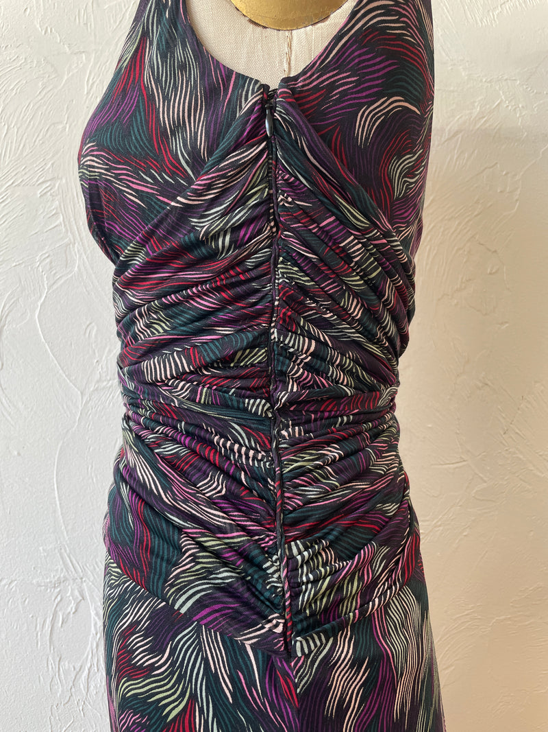 Vintage Missoni Purple & Green Print Silk Blend Jersey Cocktail Dress – We Thieves