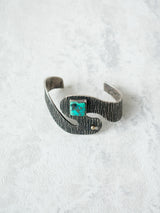 Vintage Navajo Sterling Silver & Turquoise Cuff Bracelet with Solid Gold Bit - Artist Signed - We Thieves