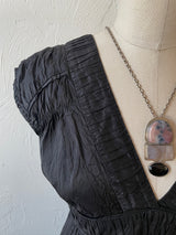 Vintage Calypso Black Silk Midi A-line Dress S - We Thieves