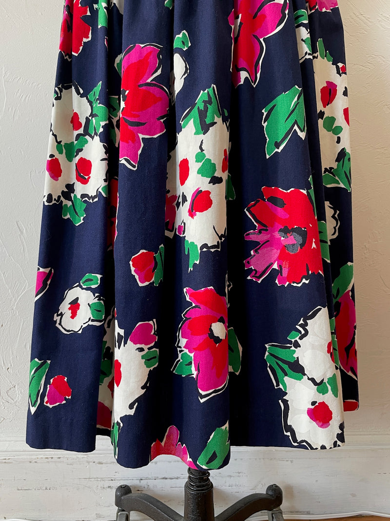 Vintage Patty O'Neil Navy Floral Dress w/ Bow XS - We Thieves