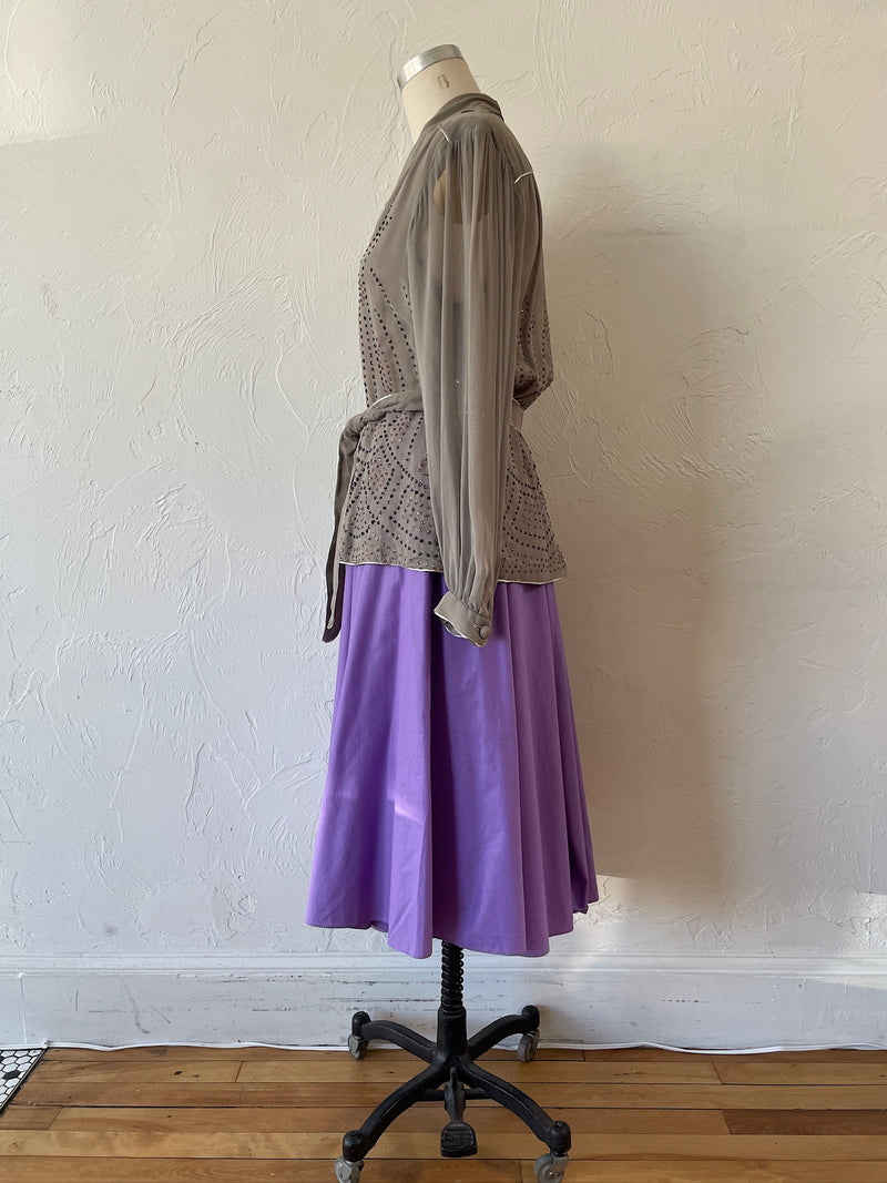 Vintage 1970s Janice Wainwright Grey Viscose Sequin Blouse M - We Thieves