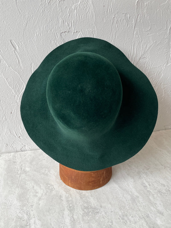 Vintage 60s/70s Borsalino Forest Green Brushed Wool Floppy Hat
