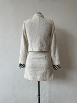 Vintage Nicole Miller Embroidered Vines Cream Cropped Jacket/Blazer XS - We Thieves