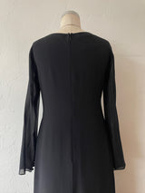 Vintage Moschino Couture Black Tiered Silk Chiffon Dress M