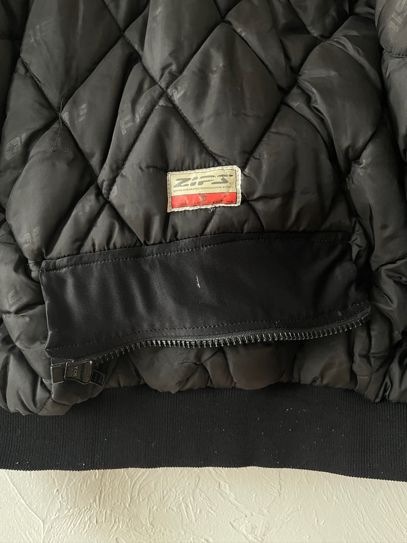 Vintage Polaris Black Leather Racing Jacket with Quilted Lining S