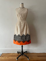 Vintage Oscar De La Renta Boutique Long Sleeve Silk Printed Midi Dress S/M - We Thieves