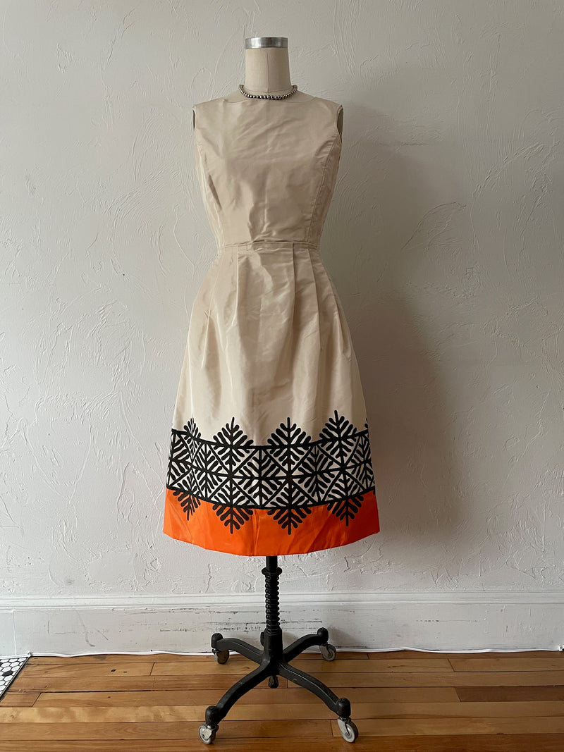 Vintage Oscar de La Renta Boutique Long Sleeve Silk Printed Midi Dress S/M Vintage Oscar de La Renta Boutique Long Sleeve Silk Printed Midi Dress S/M