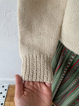 Vintage JG Hook Handknit Cream Wool Fisherman Pullover Sweater S - We Thieves