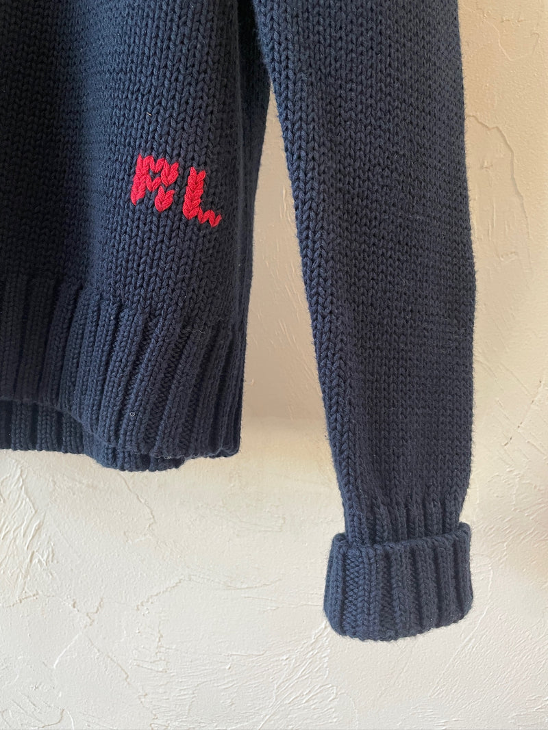 Vintage Polo Ralph Lauren Navy Cotton American Flag Sweater S/M - We Thieves