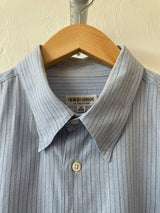 Vintage 90s Armani Light Blue Striped Button Down Shirt L - We Thieves