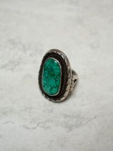 Vintage Antique Navajo Sterling Silver + Oblong Turquoise Ring - We Thieves