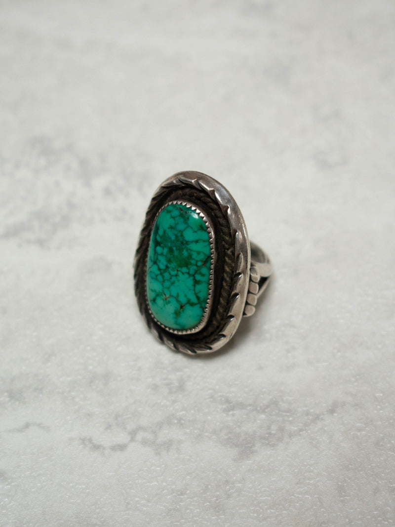 Vintage Antique Navajo Sterling Silver + Oblong Turquoise Ring - We Thieves