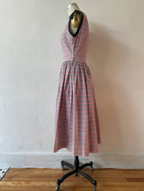 Vintage 1960s Black White and Red Wheel Print Dress - We Thieves