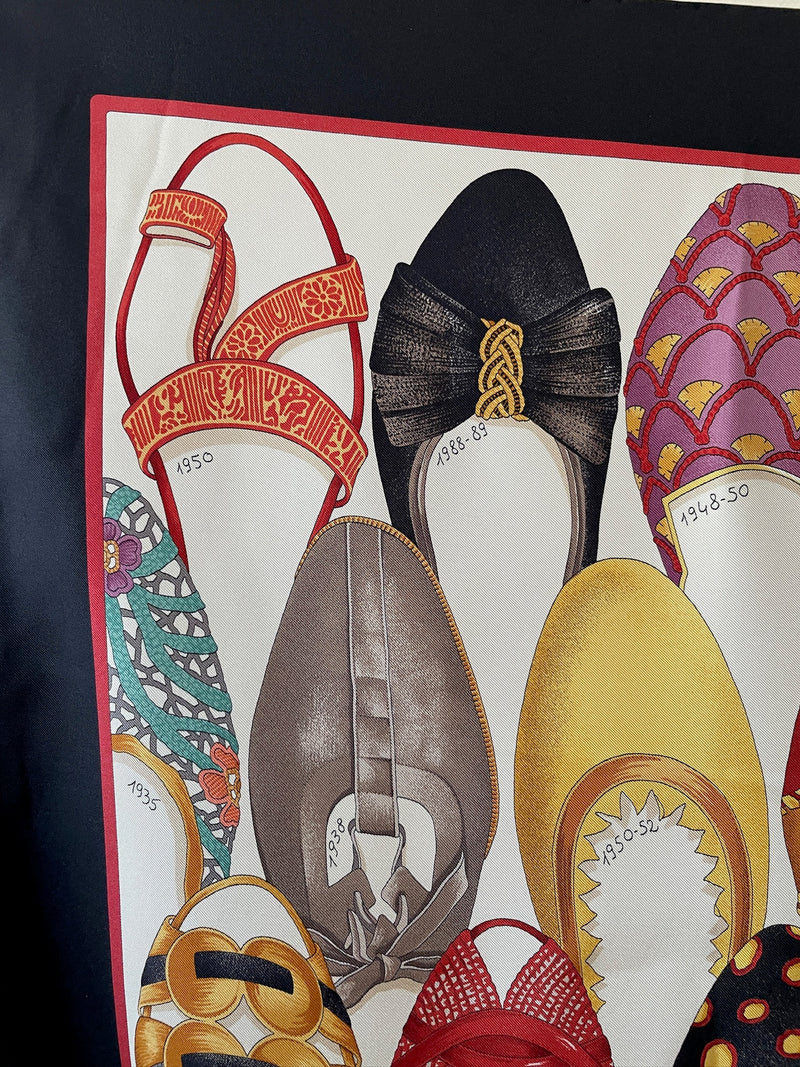 Vintage Archival Ferragamo Shoe Print Silk Scarf