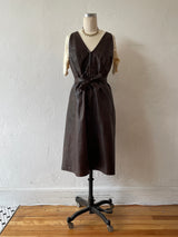 Vintage 1980s Will Ettno Cross Back Leather Dress Brown M